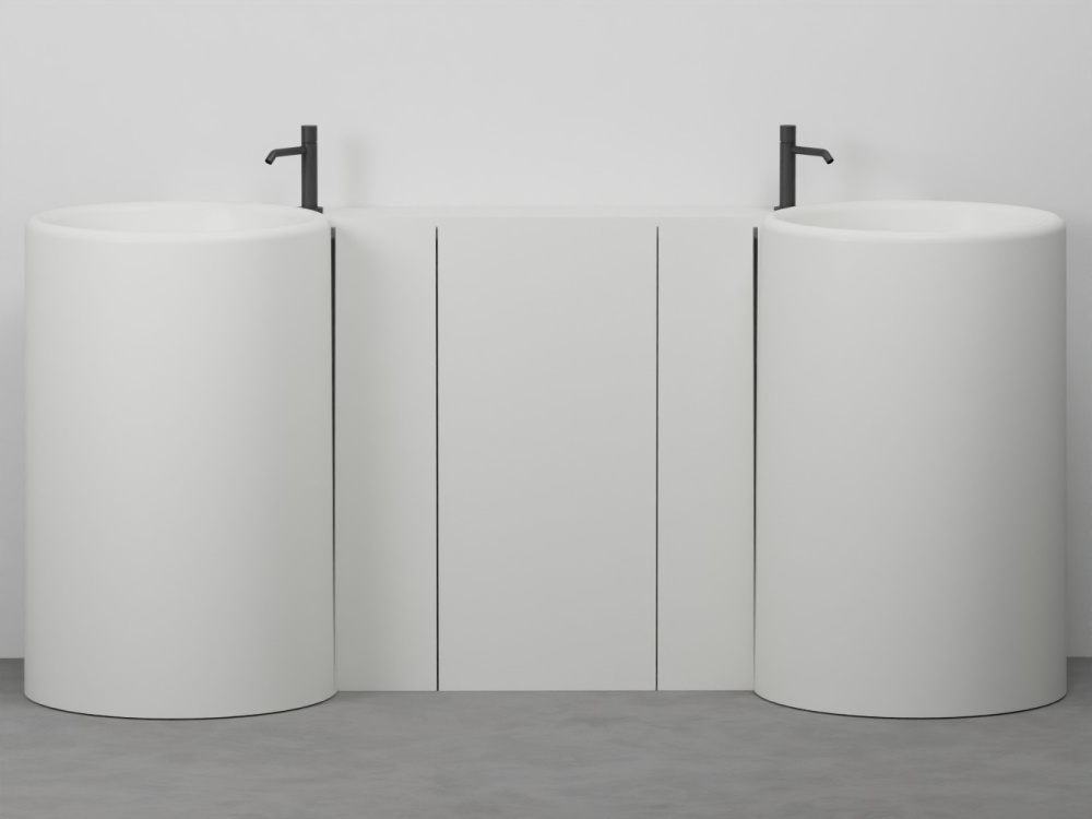 Itaca freestanding washbasin with central floor-standing cabinet