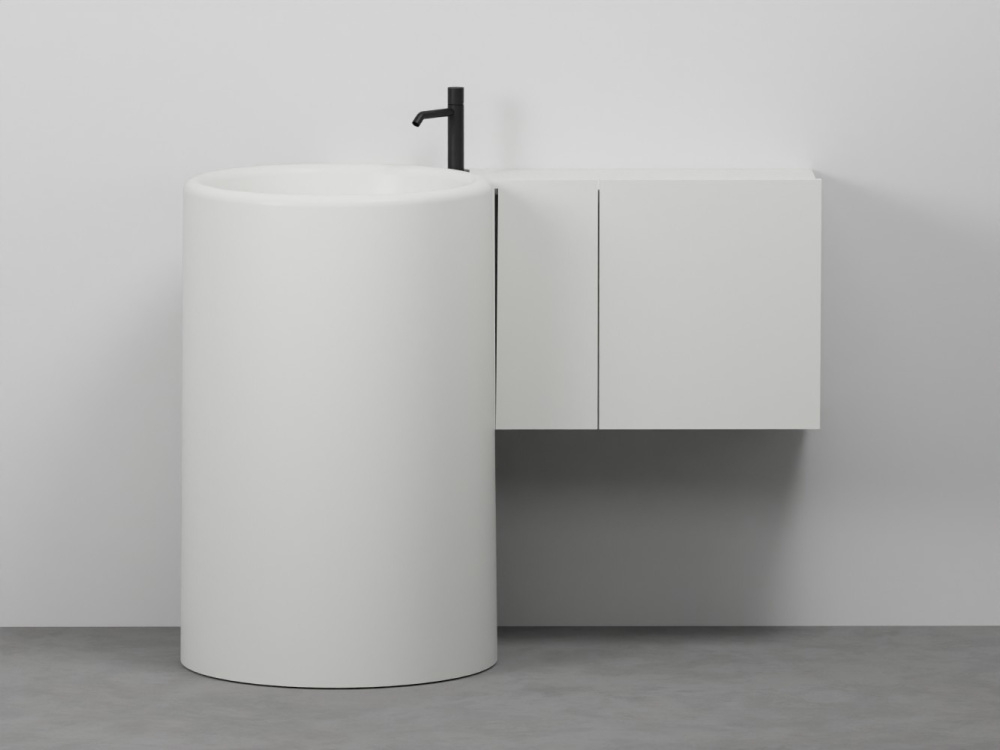 Itaca freestanding washbasin with suspended cabinet 90