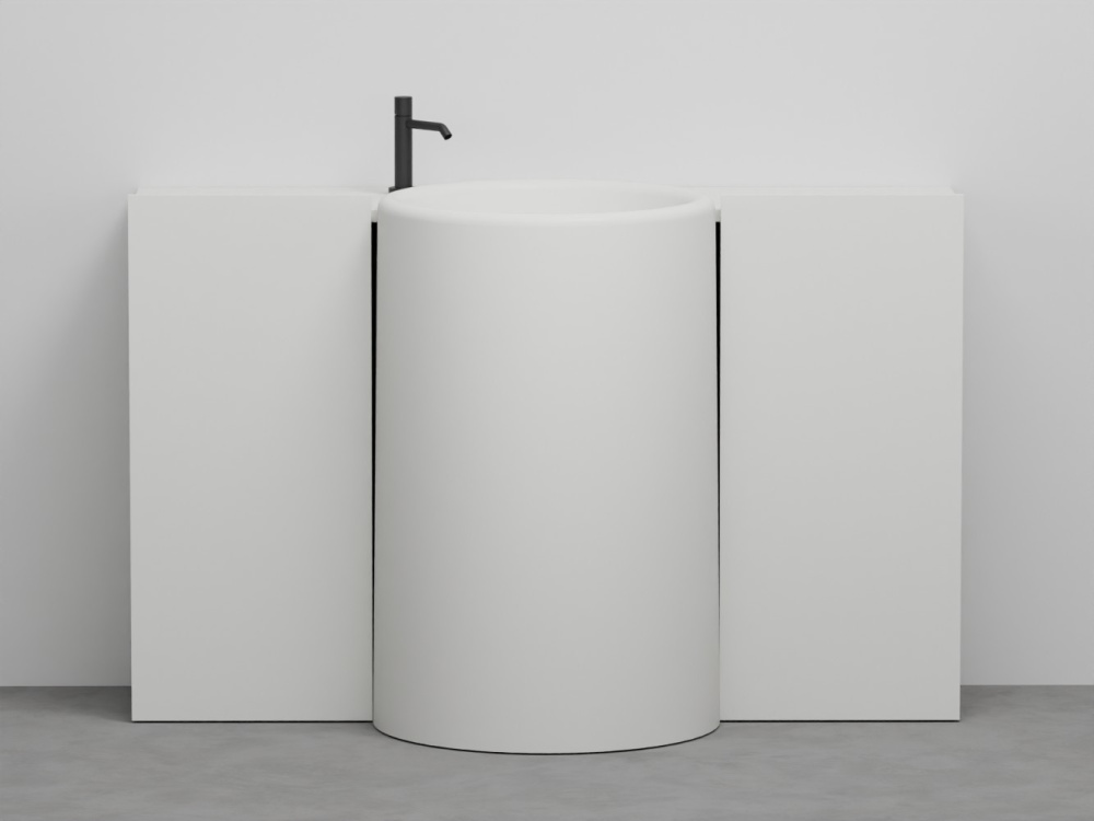 Itaca freestanding washbasin with symmetrical cabinet