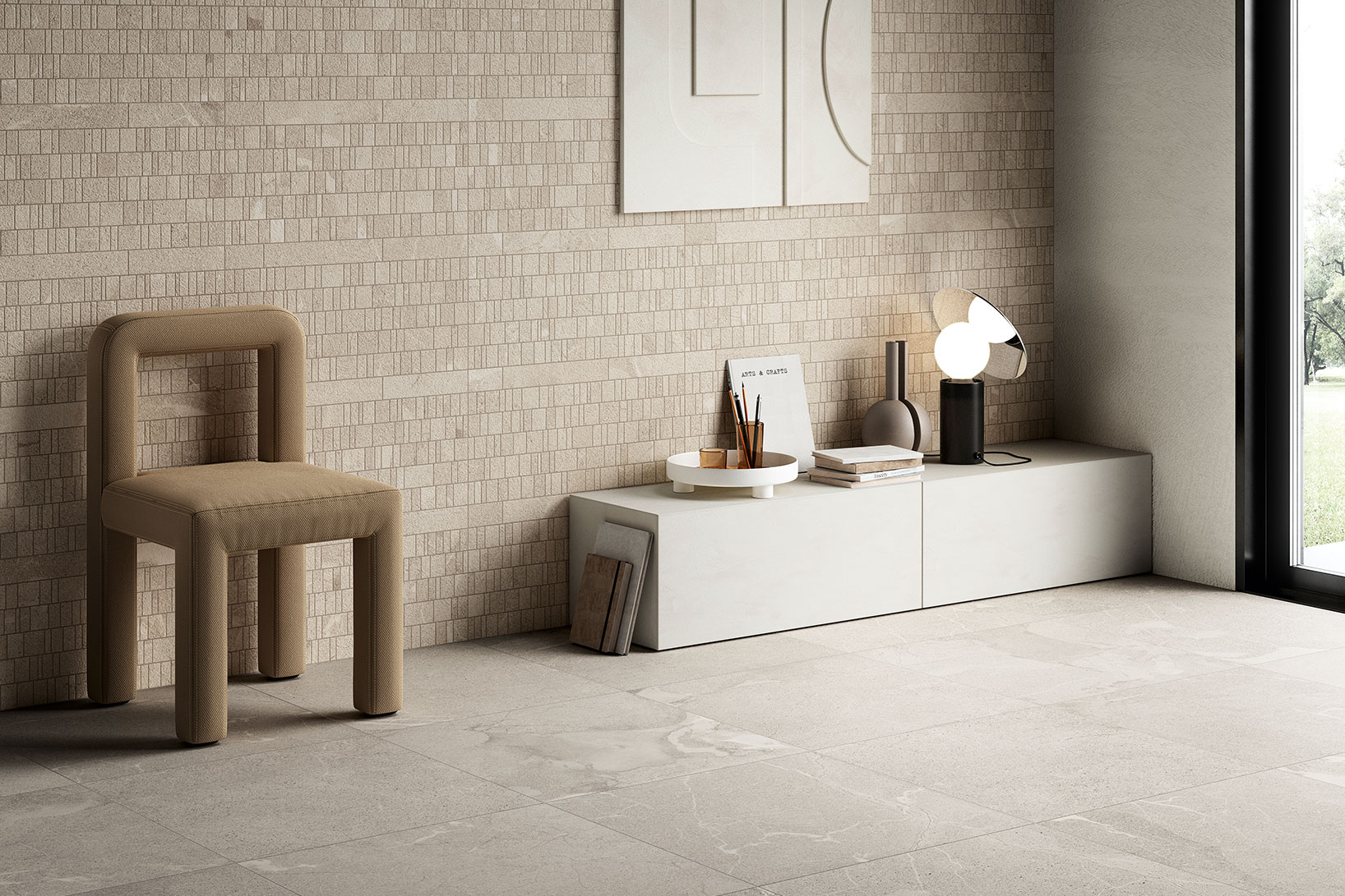 Piastrelle-effetto-pietra_Rivestimenti_Ceramiche-Coem_Mea-Lapis_Grigio-Chiaro-60x60_Pause-Avorio-30x60-3