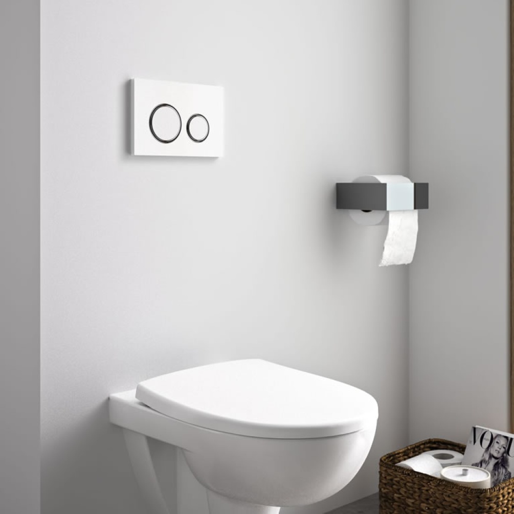 Geberit Omega20 Dual Flush Plate White Gloss Chrome White Lifestyle