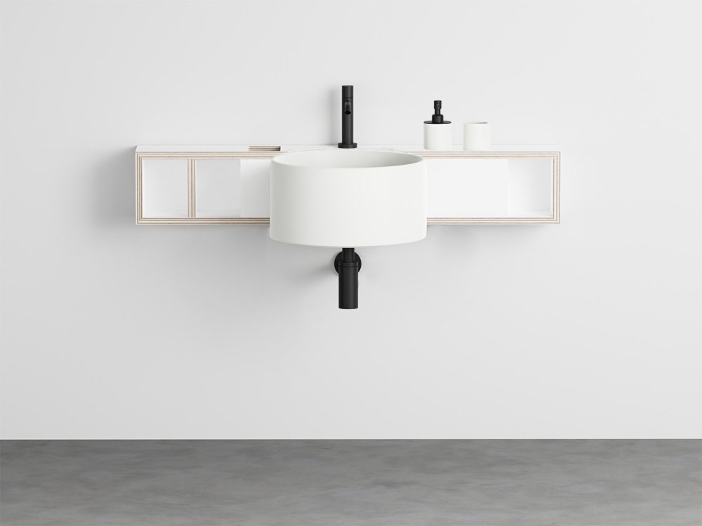 Sella T wall-hung washbasin with cabinet in Fenix